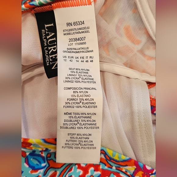 🌞Lauren Ralph Lauren Surplice Printed One-Piece Swimsuit - Amara Patchwork - Picture 6 of 7